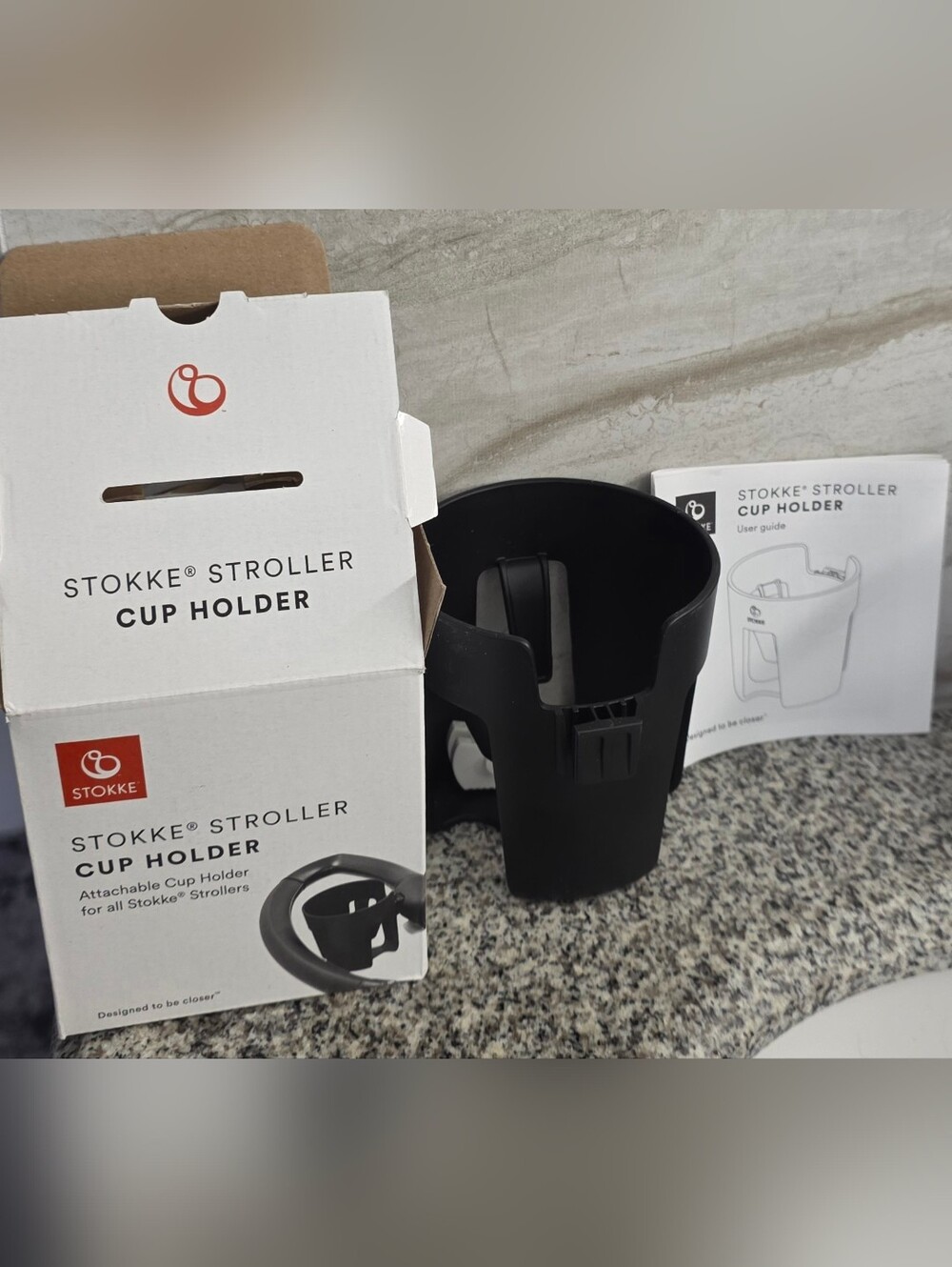 New In Box Stokke Stroller Cup Holder Black